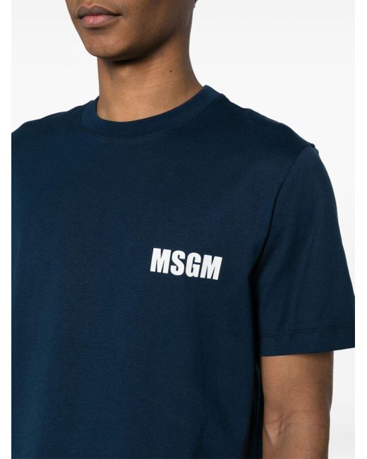 MSGM Katoenen T-shirt Met Logoprint in het Blue voor heren