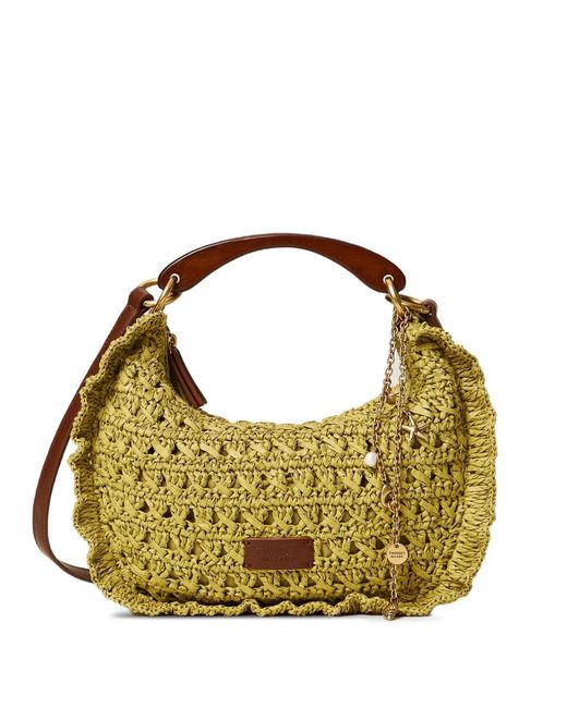 Twinset Metallic Croissant Woven Ruffled Shoulder Bag