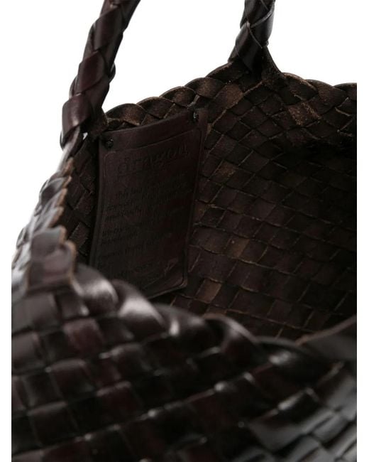 Dragon Diffusion Black Small Santa Croce Woven Leather Tote Bag