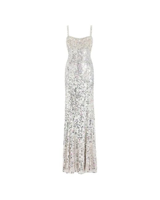 Jenny Packham White Mirabeau Sequin-Embellished Dress