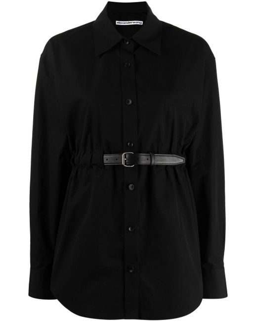 Alexander Wang Black Belted Cotton Tunic Shirt
