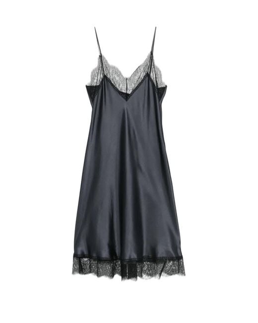Carine Gilson Gray Lace-Trim Nightdress