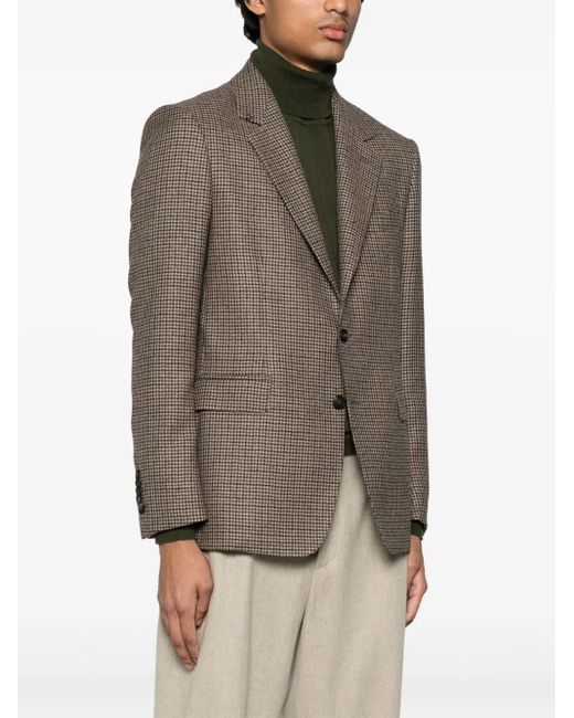 Tagliatore Brown Dogtooth Blazer for men
