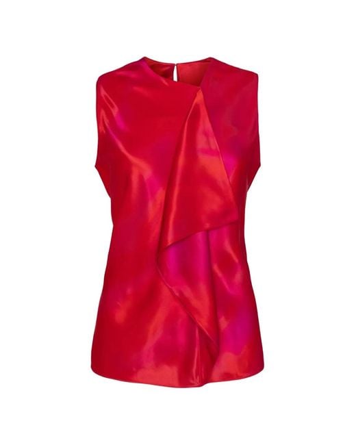 Roksanda Red Kiara Ruffled Printed Top