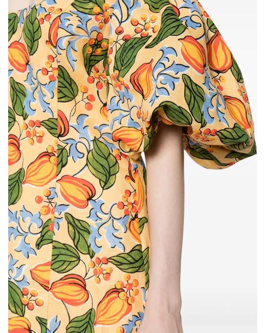 RHODE Yellow Robe Courte Dali À Fleurs