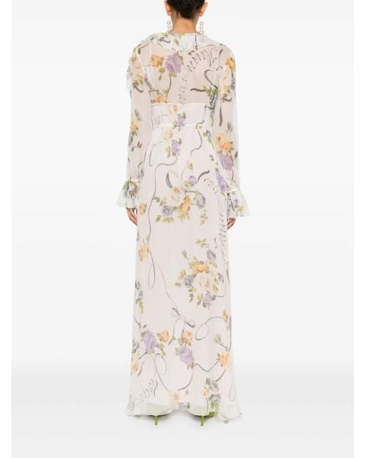 Blumarine White Maxikleid Mit Blumen-Print