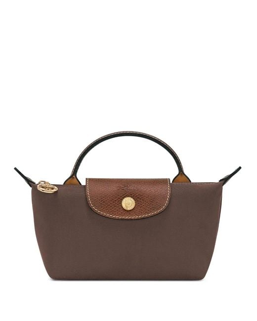 Longchamp Brown Le Pliage Original Pouch With Handle