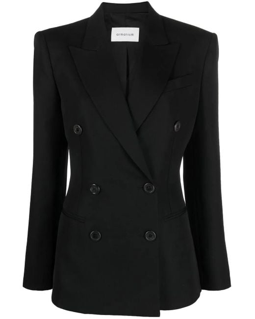 ARMARIUM Black Myra Double-Breasted Wool Blazer