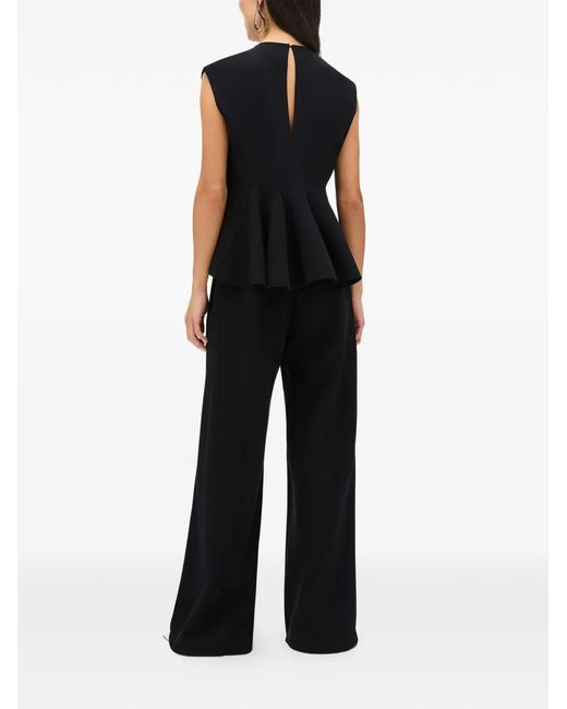 Another Tomorrow Black Double-Face Godet Top