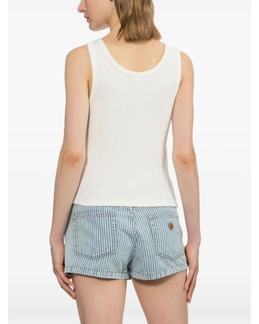 AAPE BY A BATHING AP White Ribbed Henley Tank Top