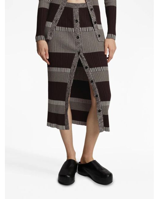 Proenza Schouler Black Striped Midi Skirt