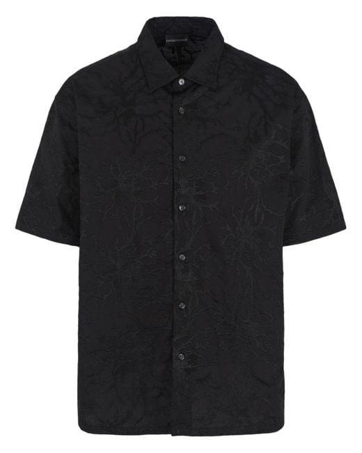 Emporio Armani Overhemd Met Jacquard Patroon in het Black voor heren
