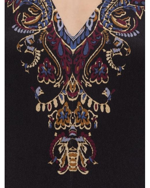 Vestido largo con cuello en V Etro de color Black