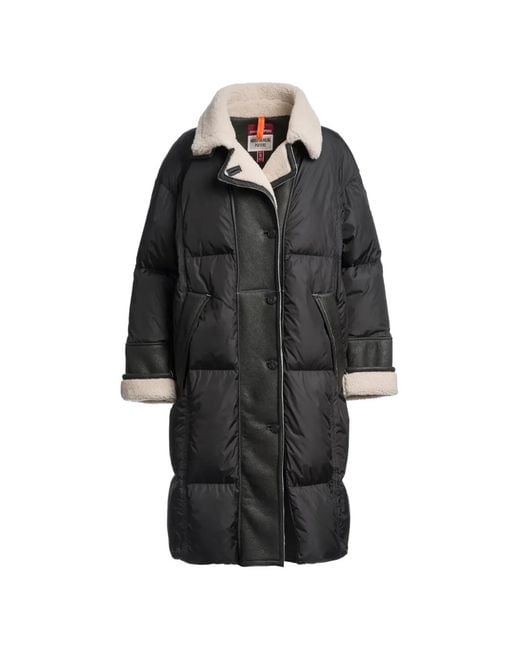Parajumpers Black Velna Shearling-Trim Puffer Coat