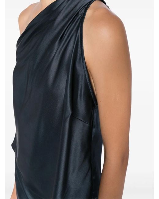 Michelle Mason Blue Asymmetric Halterneck Silk Top