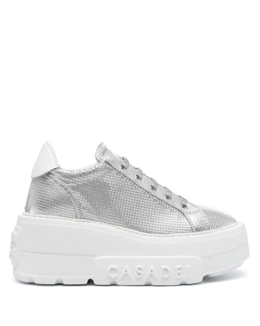 Casadei White Nexus Sneakers im Metallic-Look