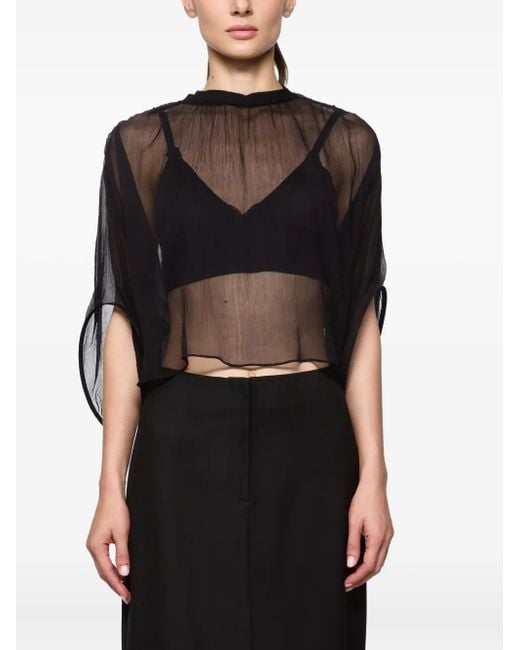Atu Body Couture ラッフル シルクブラウス Black