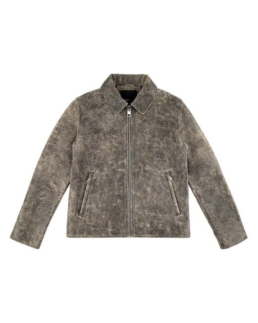 Purple Brand Gray Wordmark Leather Jacket for men