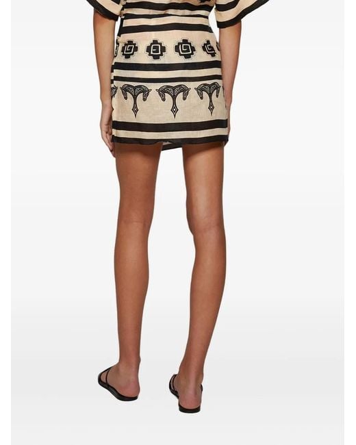Johanna Ortiz Black Horse-Print Wrap Skirt