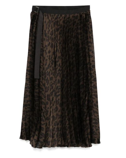 Sacai レオパード スカート Black