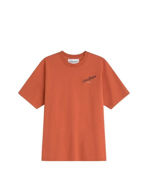 LES HÉRITIERS Orange Logo-Print Cotton T-Shirt