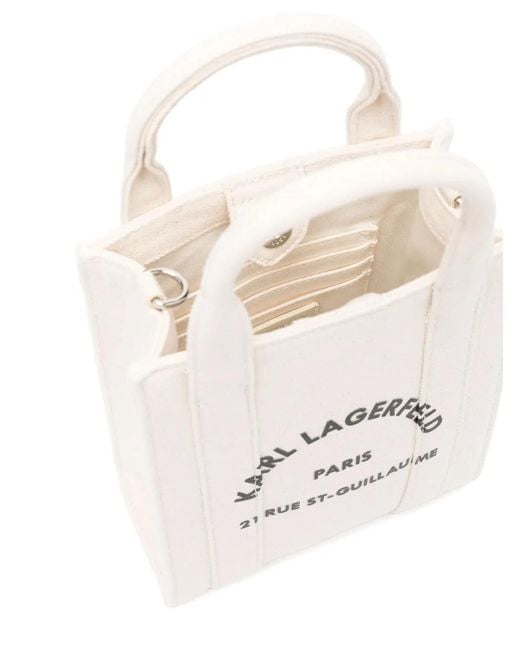 Karl Lagerfeld White Small Rue St-Guillaume Tote Bag