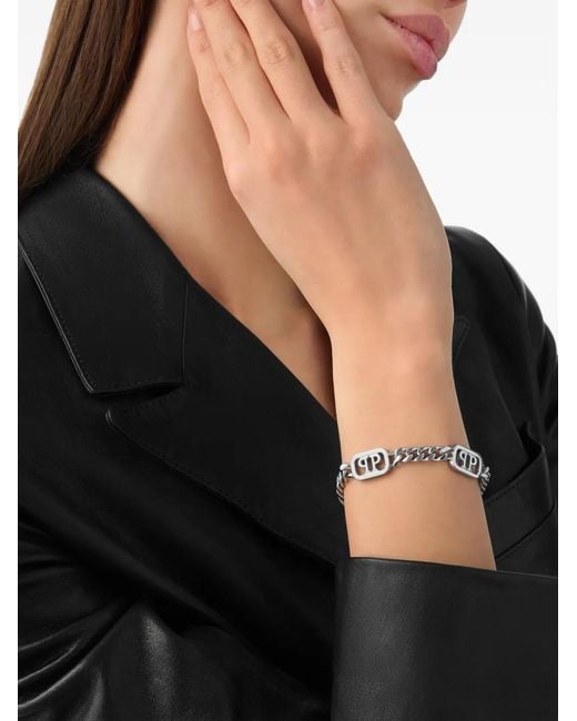 Philipp Plein Metallic Plein Lettering Curb-Link Bracelet