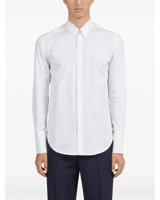 Ferragamo White Button-Down Cotton Shirt for men