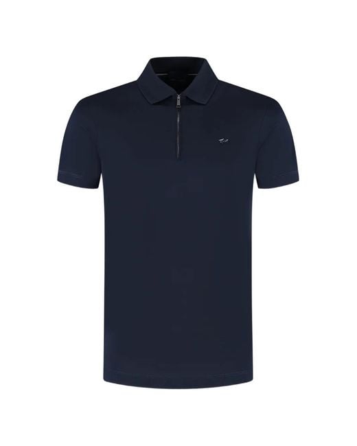 Paul & Shark Blue Zipped Polo Shirt for men