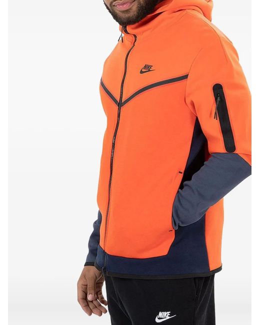 Nike Orange Tech Fleece Zip-Up Hoodie for men