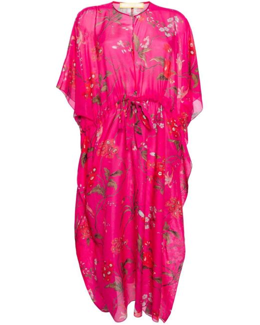 Erdem Pink Floral-print Cotton-blend Dress