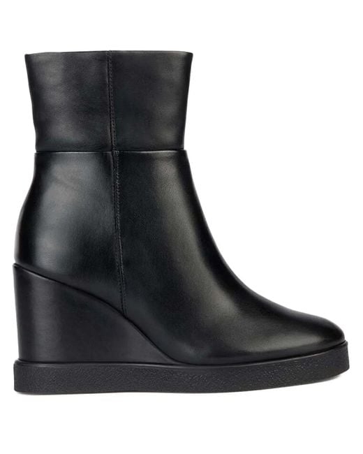 Geox Black 90Mm Wedge Ankle Boots