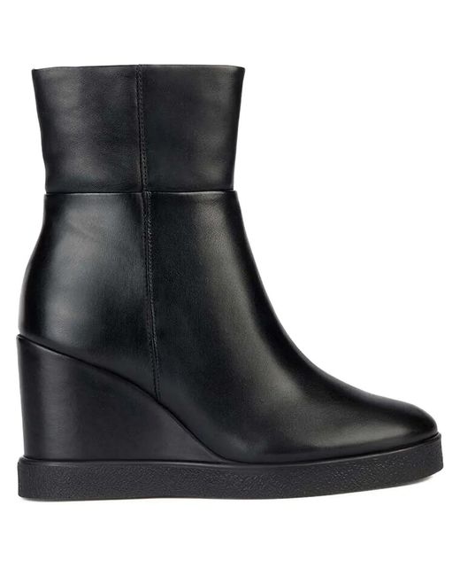 Geox Black 90Mm Wedge Ankle Boots