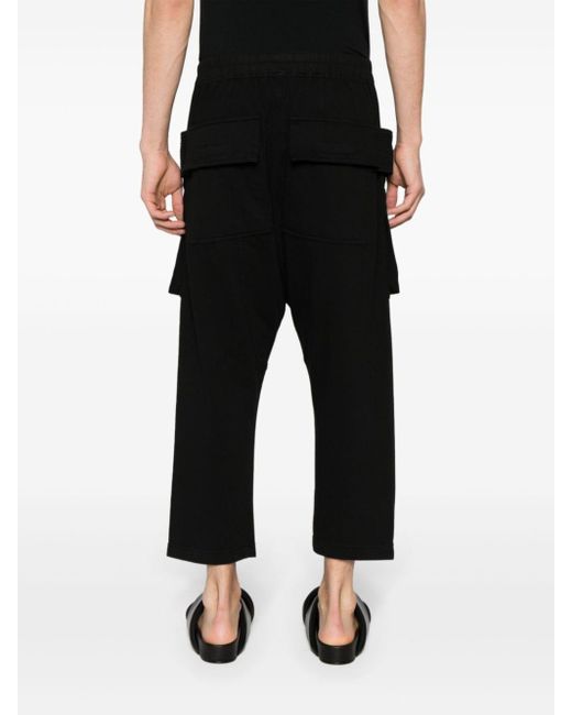 Rick Owens Black Creatch Cropped Cargo Track Pants for men