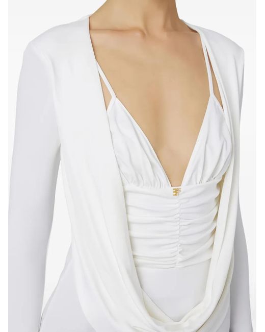 Elisabetta Franchi White Draped Blouse