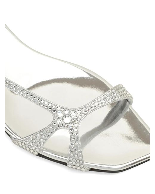 Sergio Rossi White Crystal-Embellished Sandals