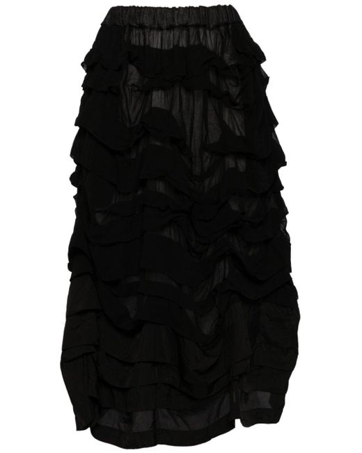 Comme des Garçons Black Ruffled Midi Skirt