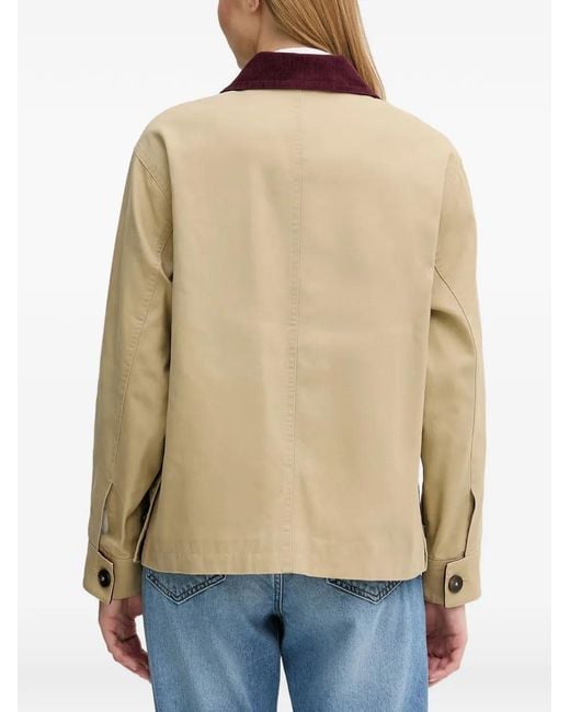 Benetton Natural Corduroy-Collar Button-Down Jacket