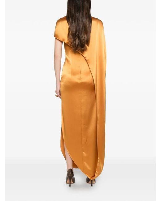 Galvan Orange Clandestine Midi Dress