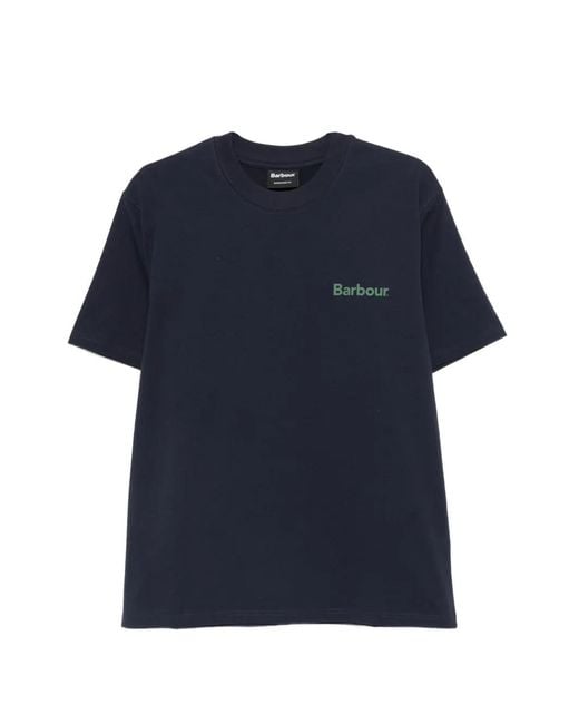 Barbour Blue Logo-Print T-Shirt for men