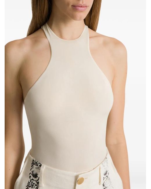 Alberta Ferretti White Minima Racer-Back Bodysuit