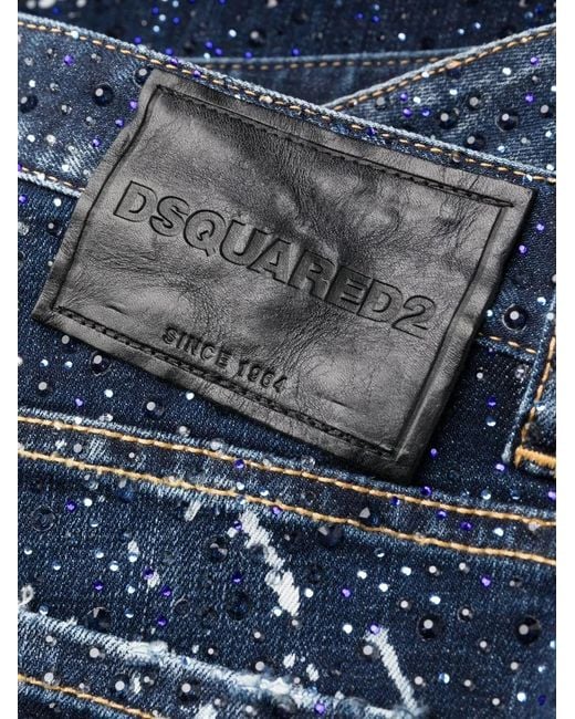 DSquared² Blue Embellished Straight-Leg Jeans