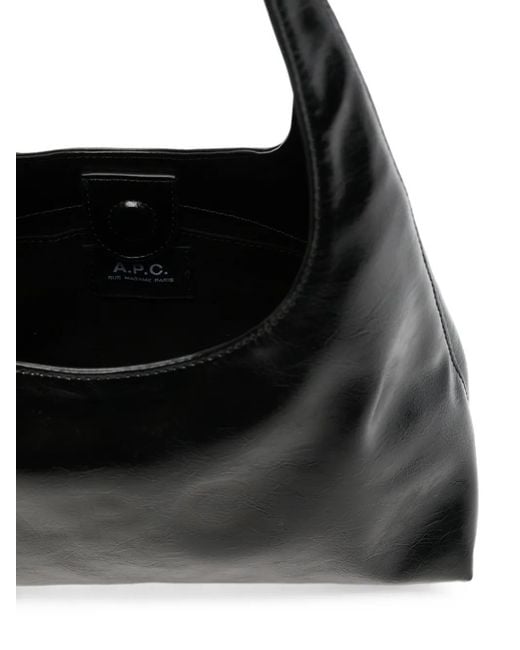 A.P.C. Black Patent Logo-Print Tote Bag