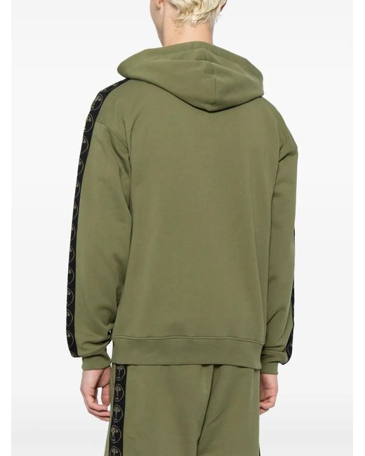 Moschino Green Logo-Print Zip-Up Organic Cotton Hoodie for men