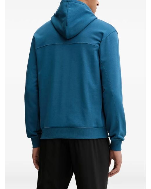 Under Armour Blue Rival Lightweight Logo-Patch Hoodie for men