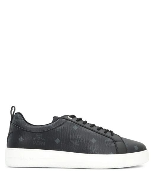 MCM Black Visetos Logo Print Sneakers for men