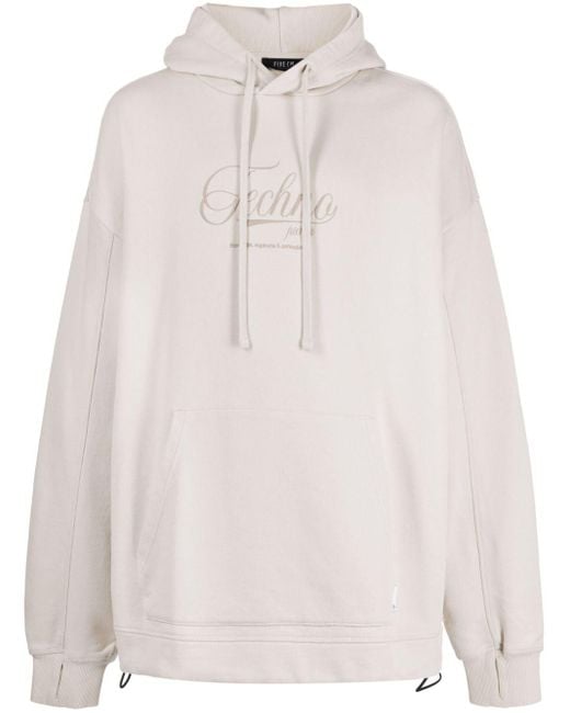 FIVE CM White Terry Embroidered Cotton Hoodie for men