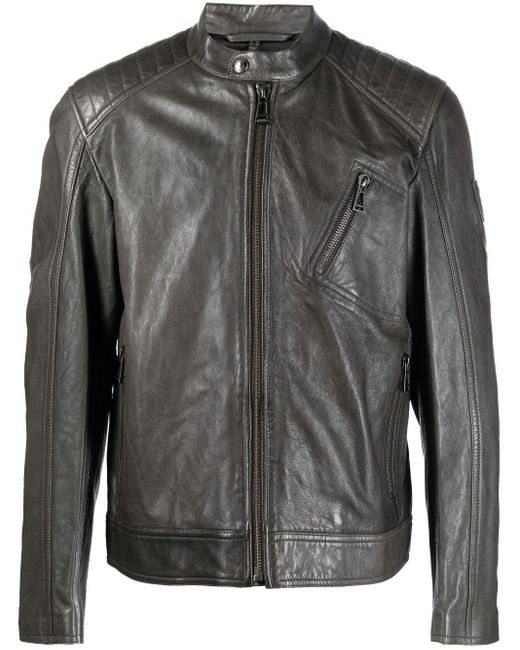 Belstaff Long-sleeve Leather Jacket in Grey (Grey) for Men | Lyst Canada