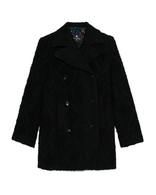 Etro Black Double-Breasted Coat