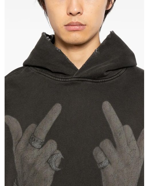 WARMAN Black Graphic Hoodie for men